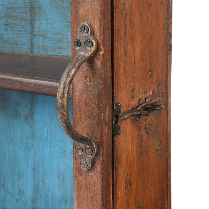 Handle And Latch Detail From Antique Glazed Small Wall Cabinet From Gujarat - Ca 1920 | Indigo Antiques