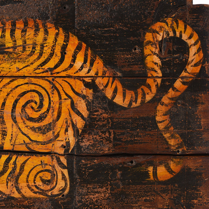 Vintage Painted Leopard Panel From Madhya Pradesh | INDIGO ANTIQUES