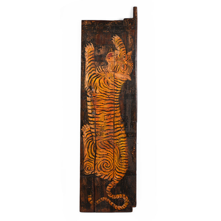 Vintage Painted Leopard Panel From Madhya Pradesh | INDIGO ANTIQUES