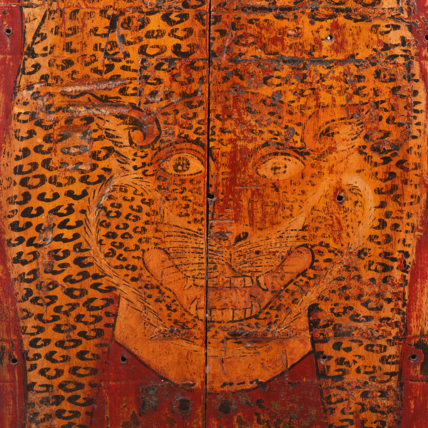 Vintage Red Painted Leopard Panel