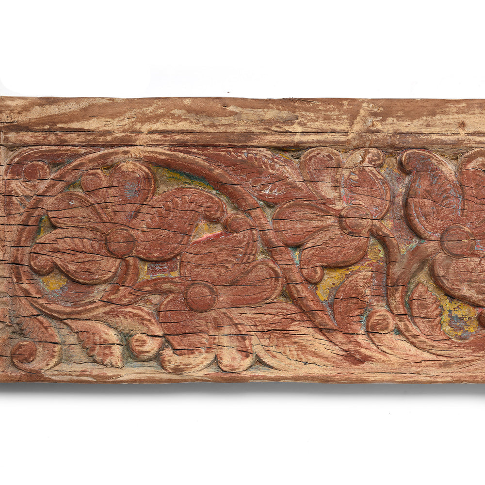Carving Detail From Antique Carved Teak Floral Lintel Panel | Indigo Antiques