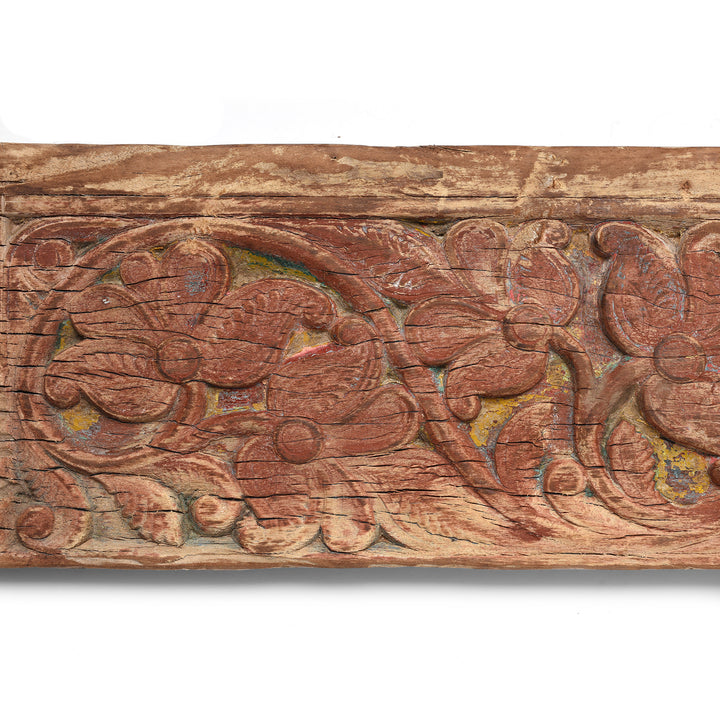 Carving Detail From Antique Carved Teak Floral Lintel Panel | Indigo Antiques