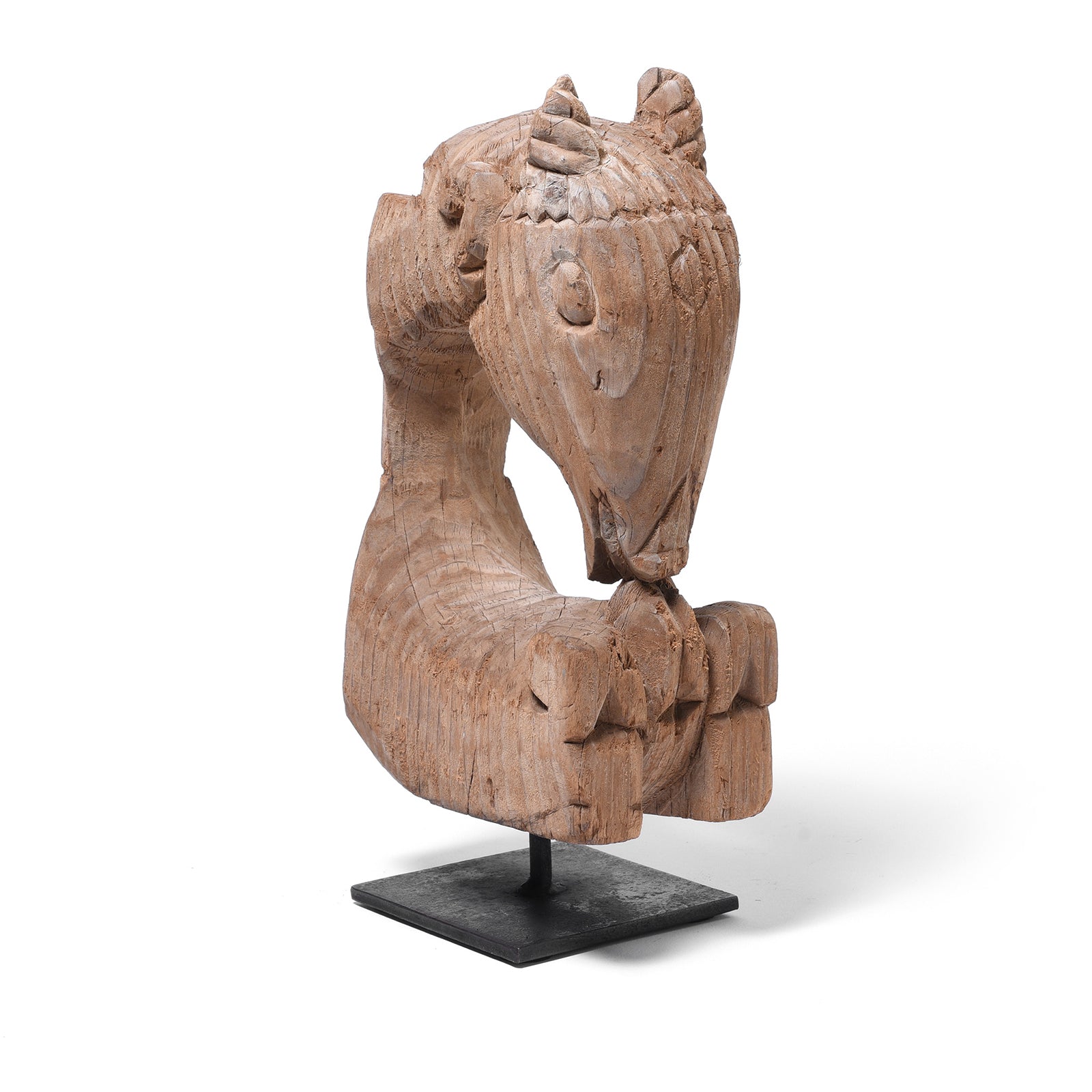 Antique Carved Teak Horse Head On Stand - 19th C| Indigo Antiques