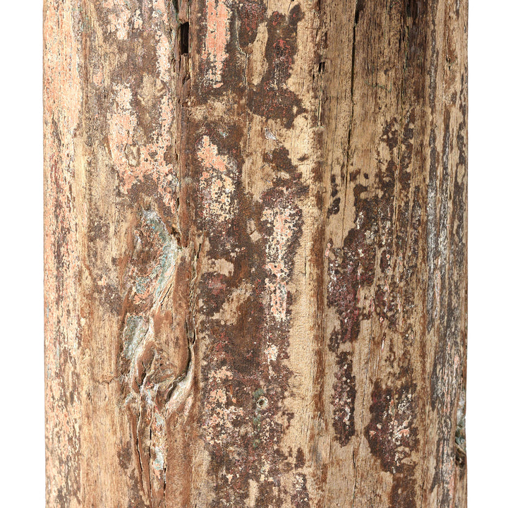 Wood Detail From Teak Pillar Lamp From Rajasthan | Indigo Antiques