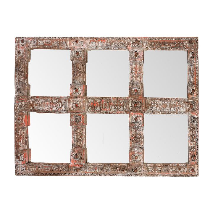 Antique Painted Mirror Made From An Old Teak Kutchi Door | Indigo Antiques