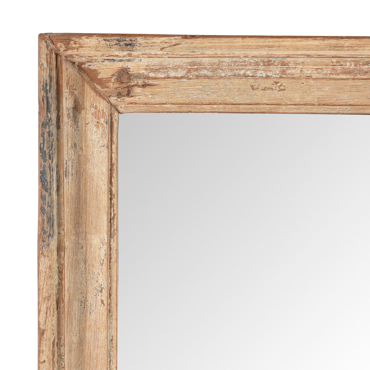 Corner Detail From Cream Painted Mirror Made From Old Architectural Teak | Indigo Antiques
