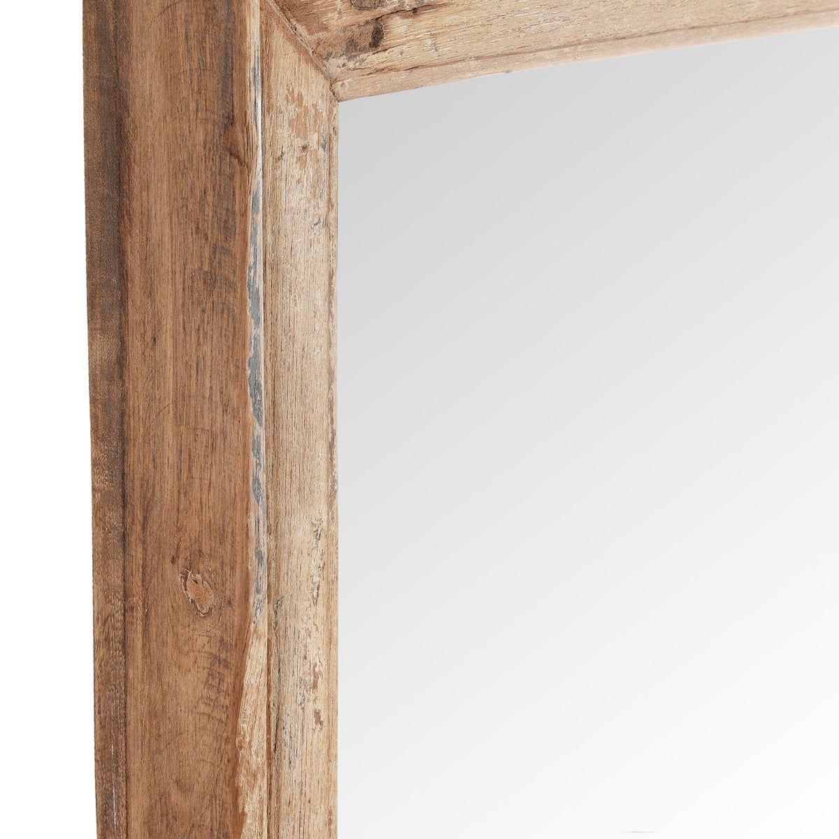 Depth View Of Cream Painted Mirror Made From Old Architectural Teak | Indigo Antiques