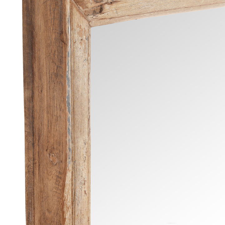 Depth View Of Cream Painted Mirror Made From Old Architectural Teak | Indigo Antiques