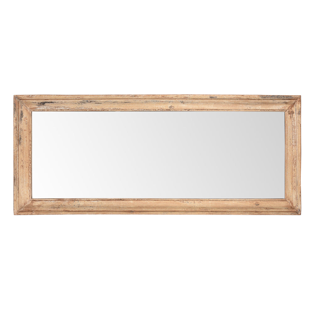 Portrait View Of Cream Painted Mirror Made From Old Architectural Teak | Indigo Antiques