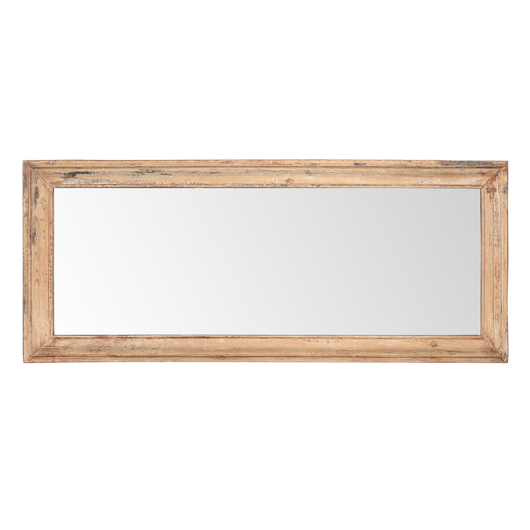 Portrait View Of Cream Painted Mirror Made From Old Architectural Teak | Indigo Antiques