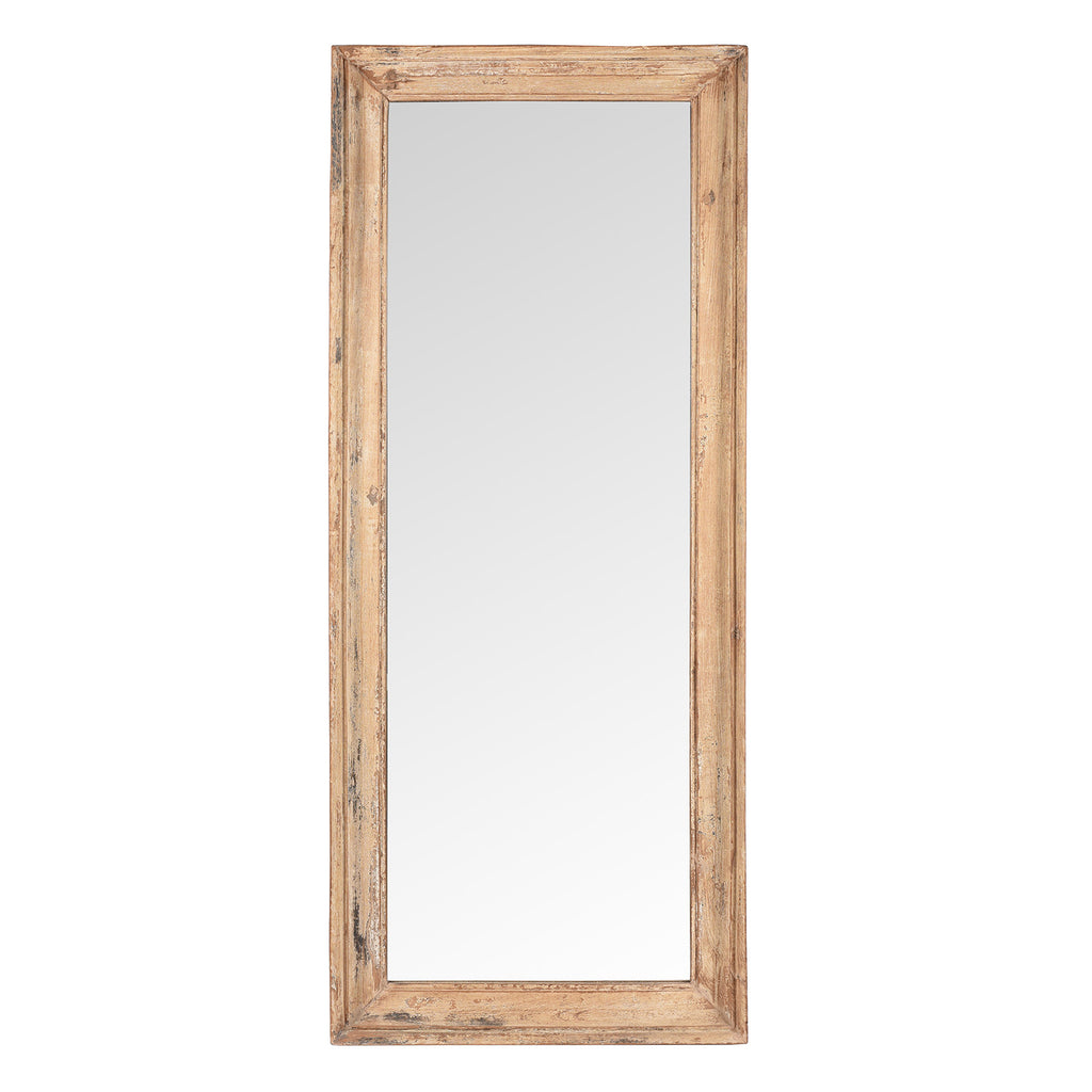 Cream Painted Mirror Made From Old Architectural Teak