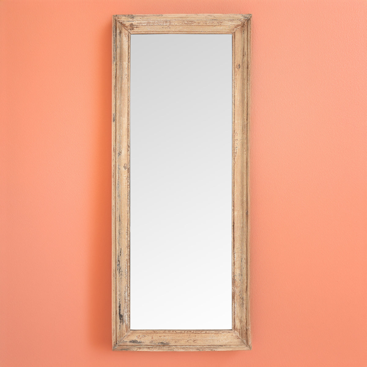 Cream Painted Mirror Made From Old Architectural Teak | Indigo Antiques