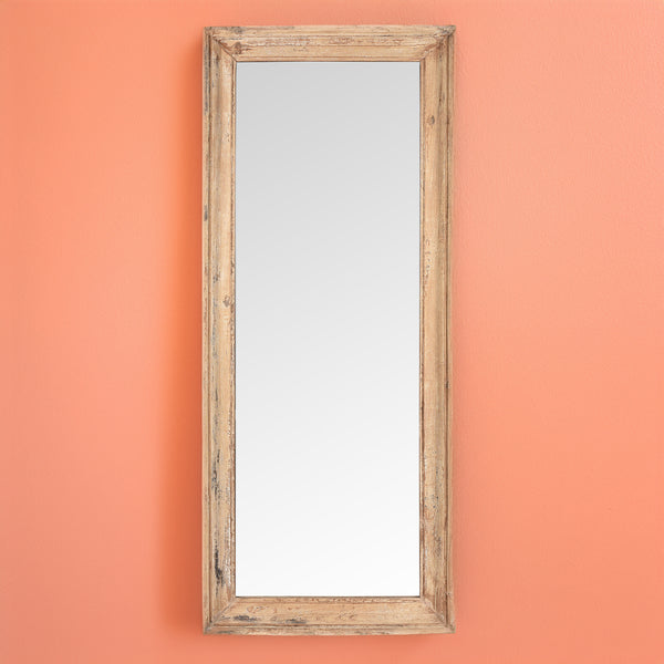 Cream Painted Mirror Made From Old Architectural Teak