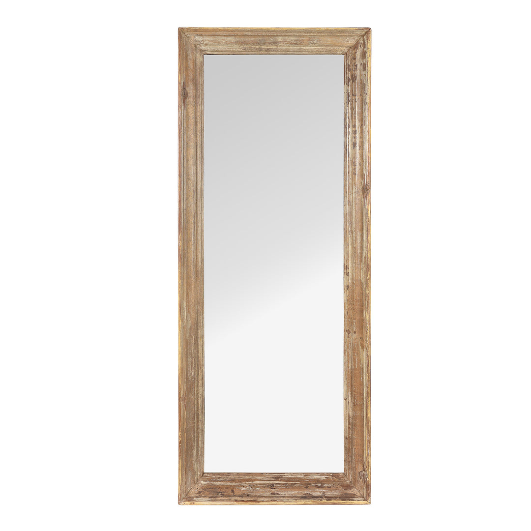 Cream Painted Mirror Made From Old Architectural Teak | Indigo Antiques