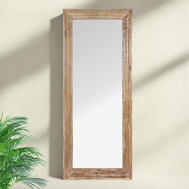 Cream Painted Mirror Made From Old Architectural Teak | Indigo Antiques