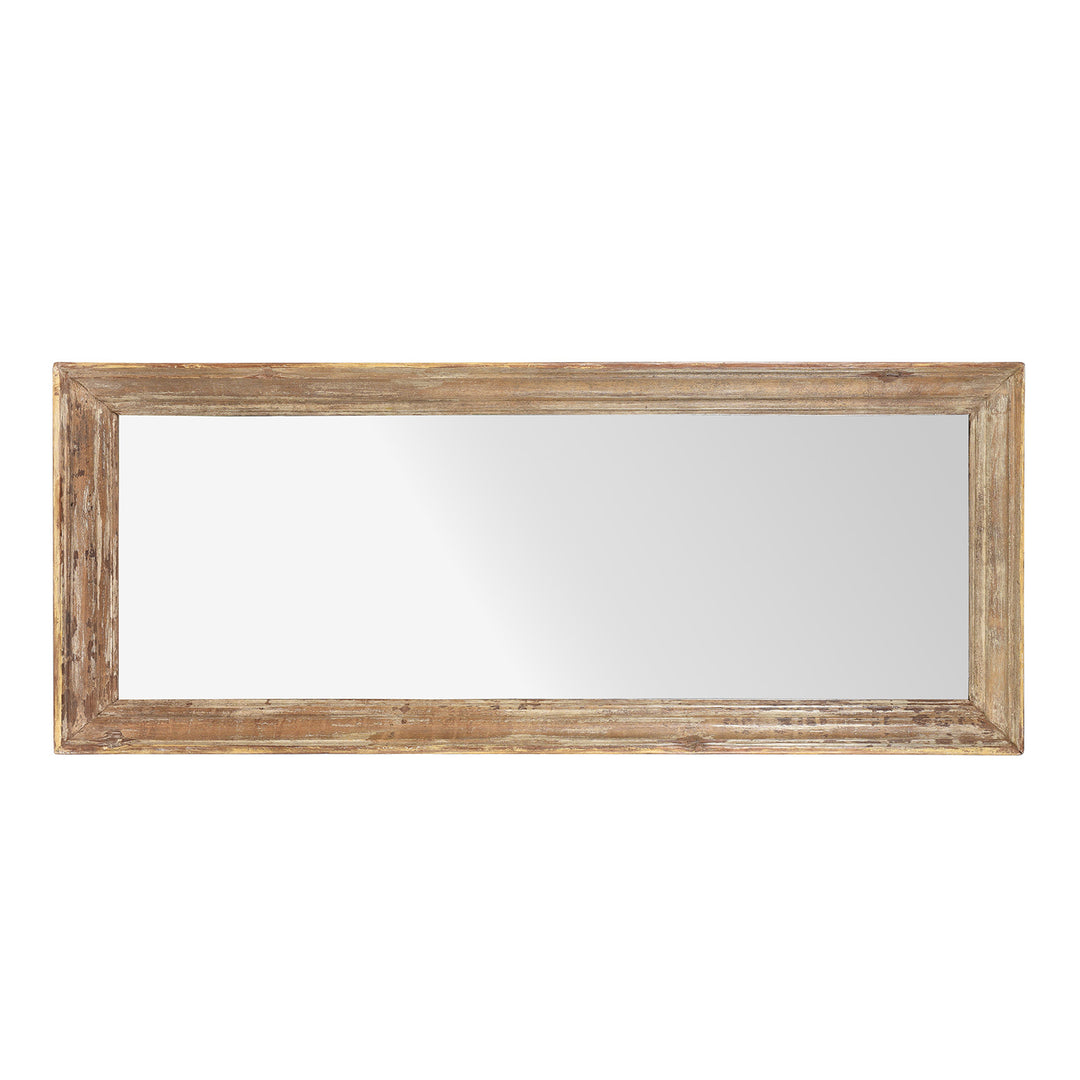 Landscape View Of Cream Painted Mirror Made From Old Architectural Teak | Indigo Antiques