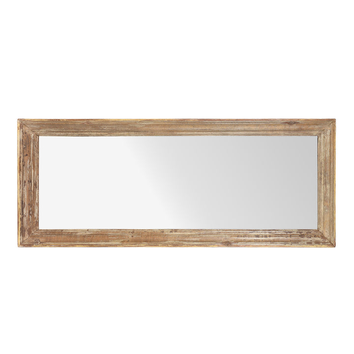 Landscape View Of Cream Painted Mirror Made From Old Architectural Teak | Indigo Antiques