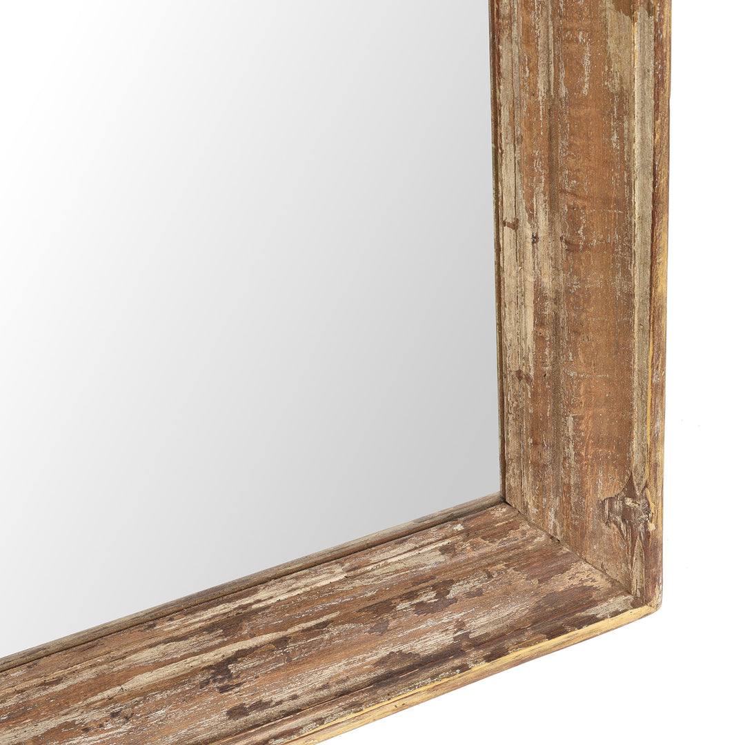 Frame Depth Detail From Cream Painted Mirror Made From Old Architectural Teak | Indigo Antiques
