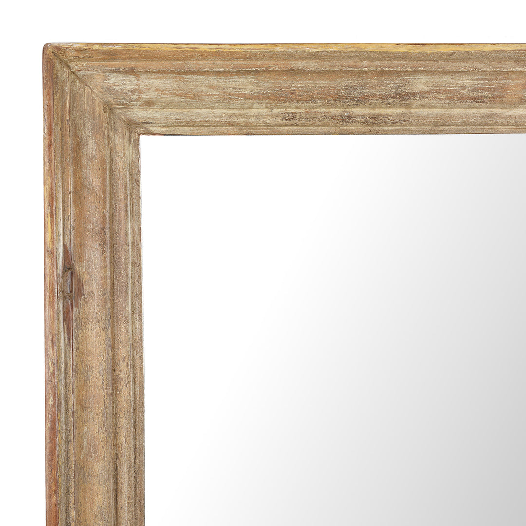 Corner Detail From Cream Painted Mirror Made From Old Architectural Teak | Indigo Antiques