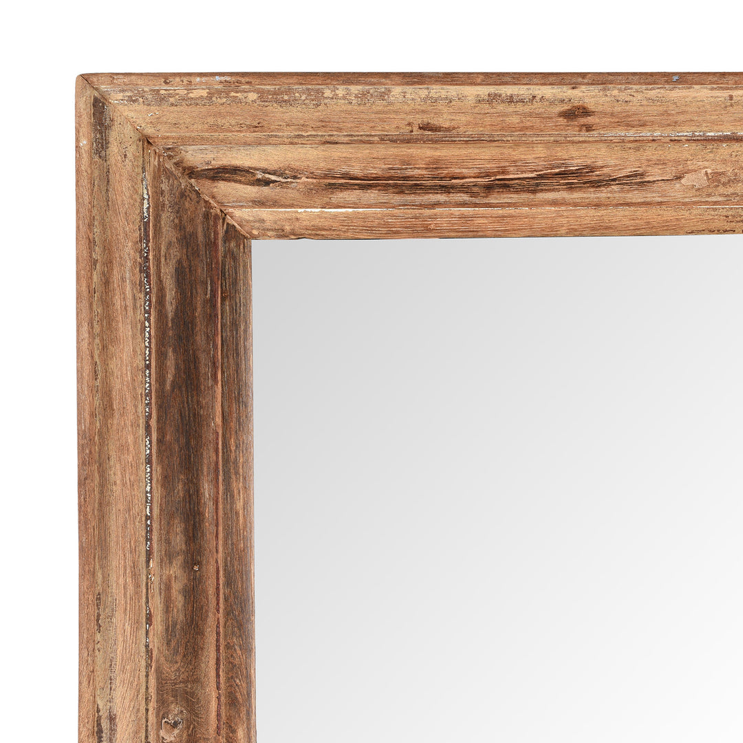 Corner Detail From Cream Painted Mirror Made From Old Architectural Teak | Indigo Antiques