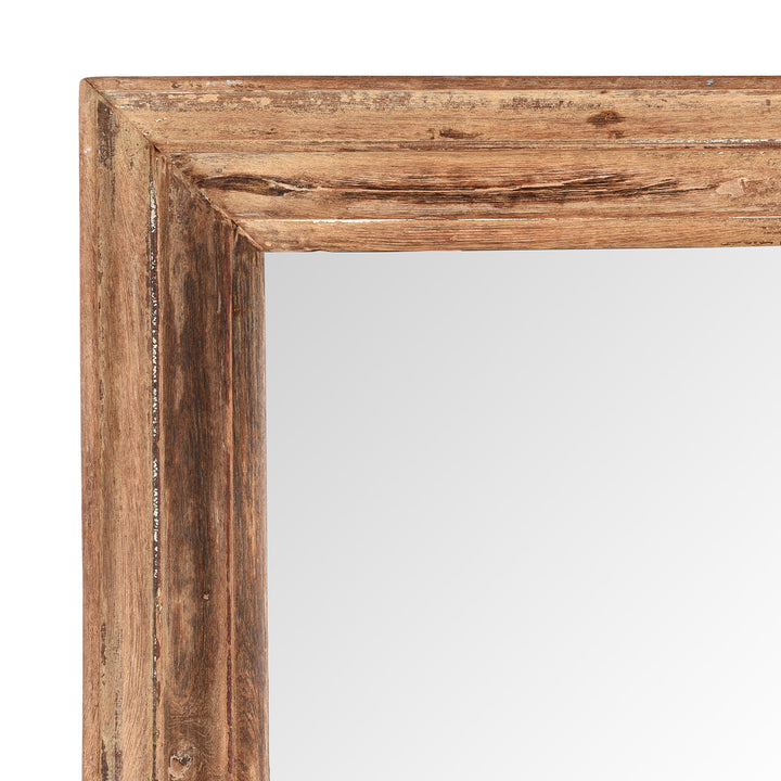 Corner Detail From Cream Painted Mirror Made From Old Architectural Teak | Indigo Antiques