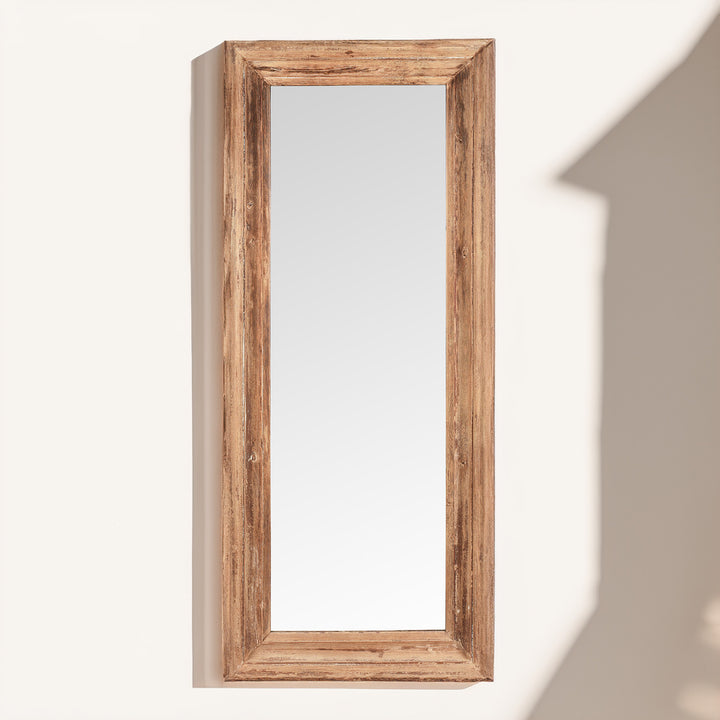 Landscape View Of Cream Painted Mirror Made From Old Architectural Teak | Indigo Antiques