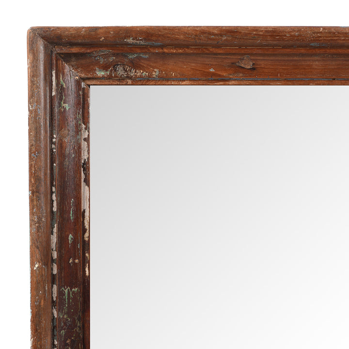 Corner Detail From Painted Mirror Made From Old Architectural Teak | Indigo Antiques