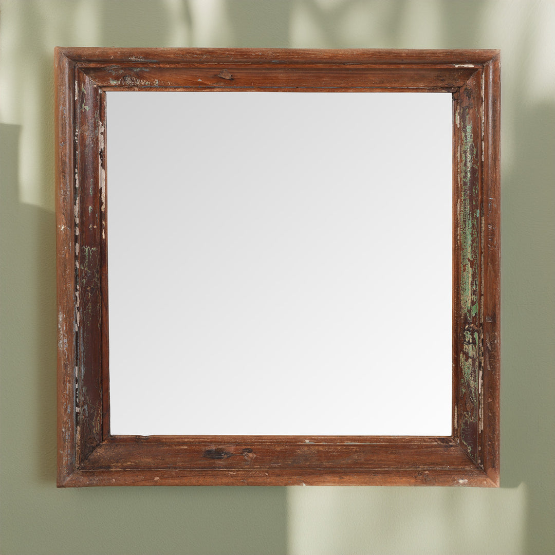 Painted Mirror Made From Old Architectural Teak | Indigo Antiques