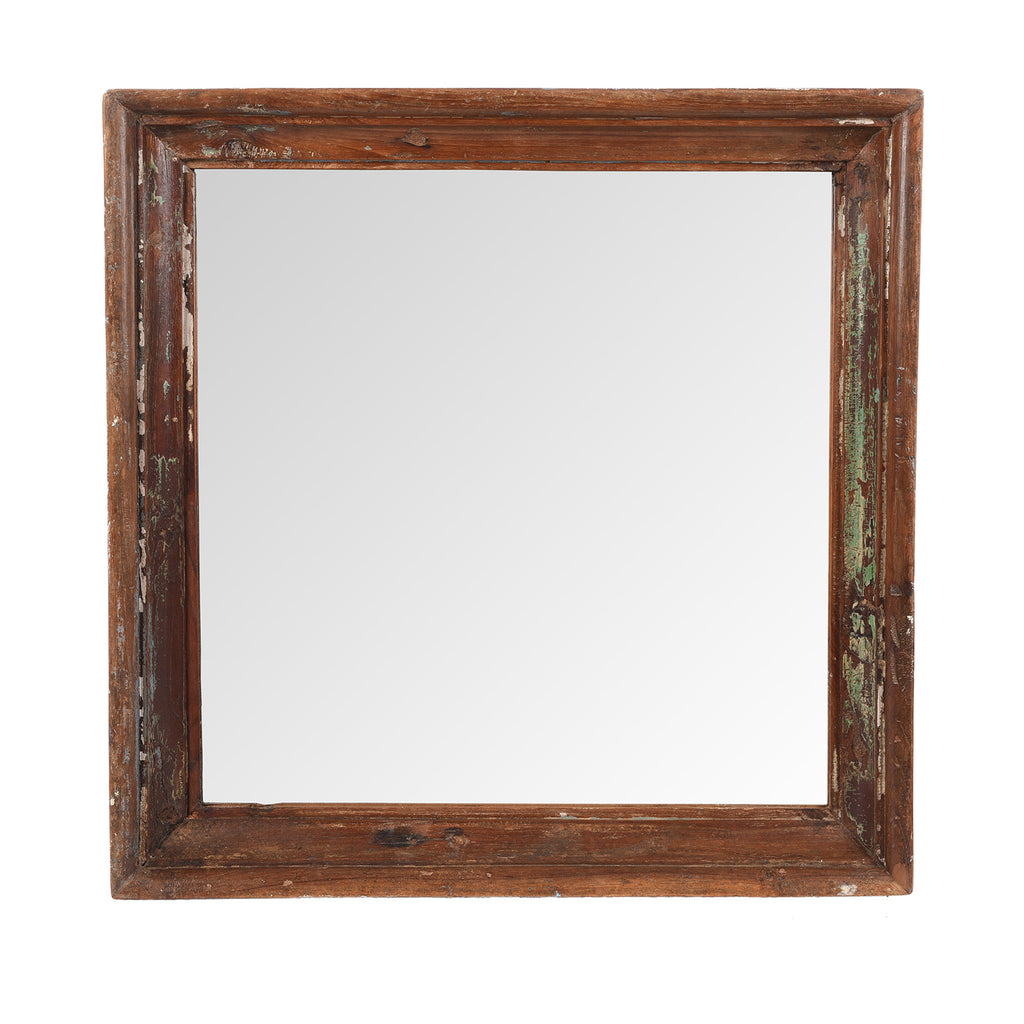 Square Mirror Made From Old Architectural Teak