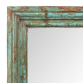Green Painted Square Mirror Made From Old Teak