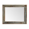 Blue Painted Mirror Made From Old Architectural Teak