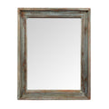 Blue Painted Mirror Made From Old Architectural Teak