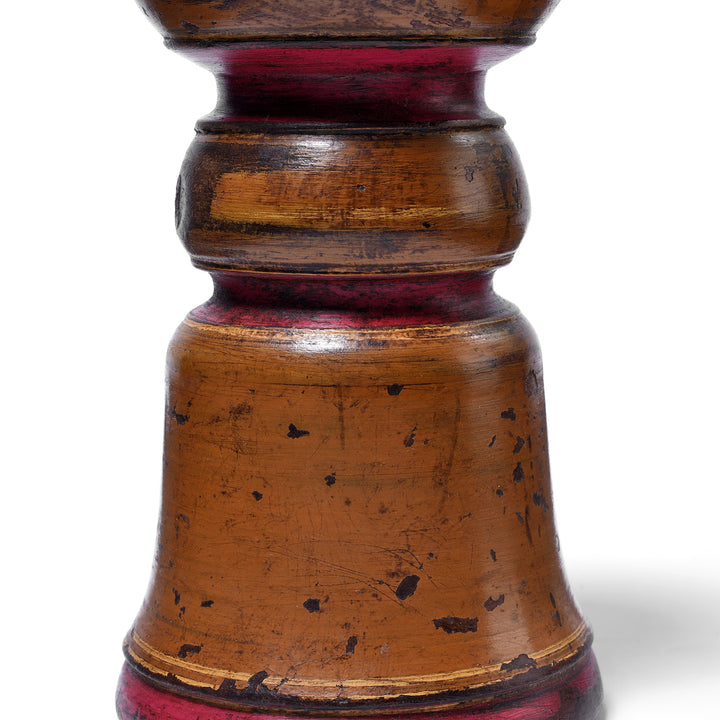 Close Up Of Lacquered Candle Stick From Rajasthan | Indigo Antiques