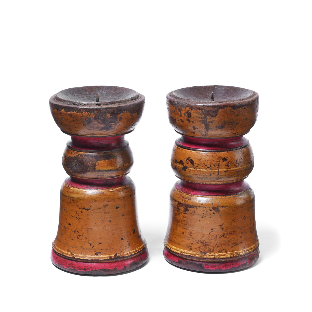 Lacquered Candle Stick From Rajasthan | Indigo Antiques