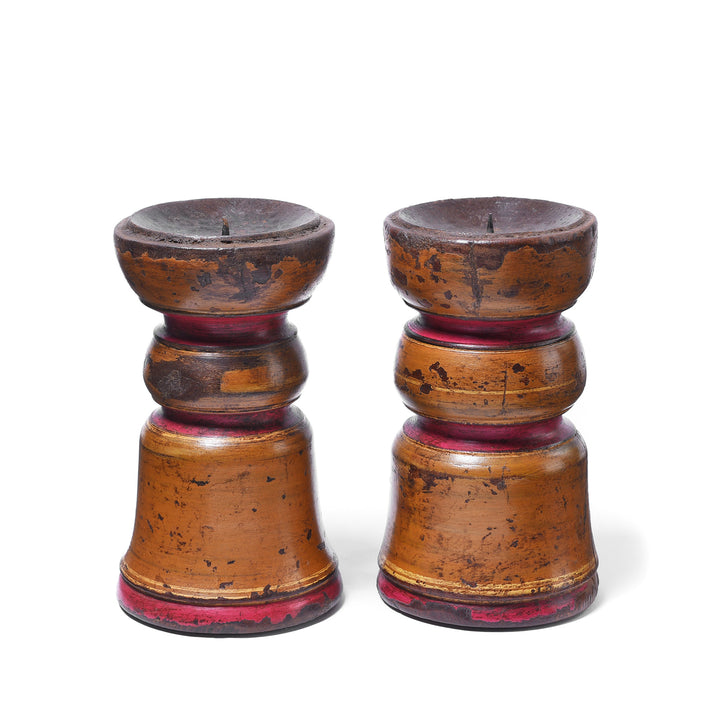 Lacquered Candle Stick From Rajasthan | Indigo Antiques