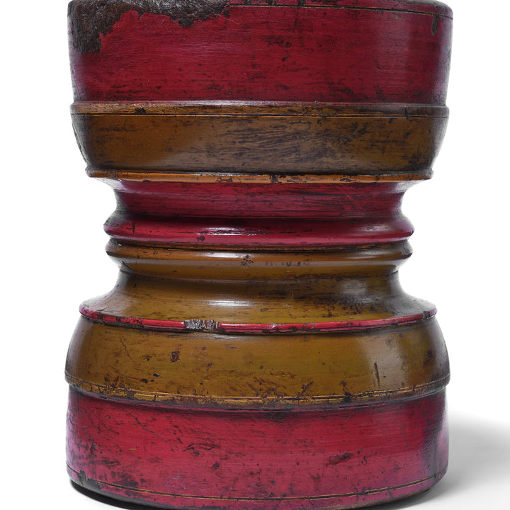 Close Up Of Lacquered Candle Stick From Rajasthan | Indigo Antiques