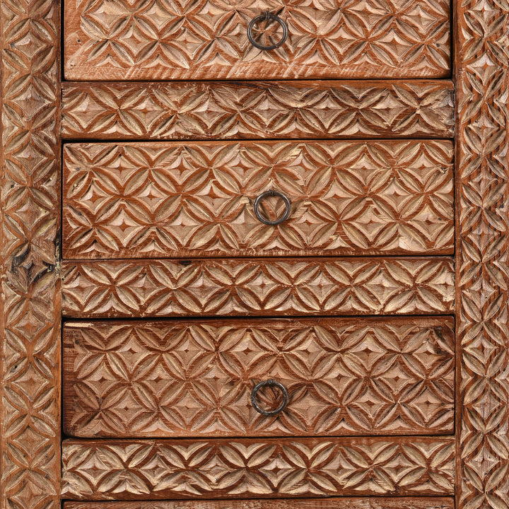 Drawer Detail From 4 Drawer Bedside Cabinet Made From Reclaimed Teak | Indigo Antiques