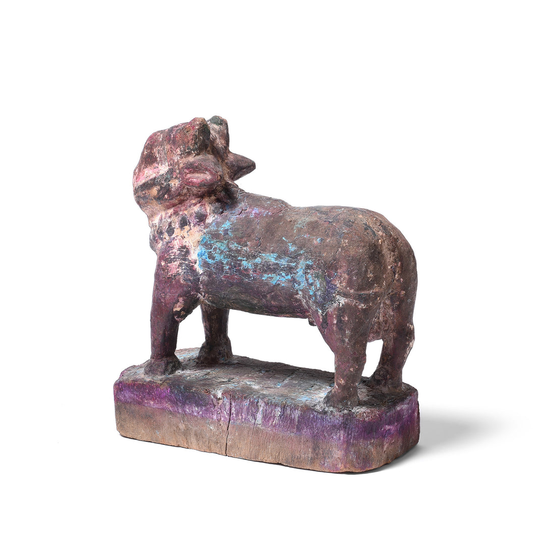 Painted Teak Nandi Bull Toy From Rajasthan  | INDIGO ANTIQUES
