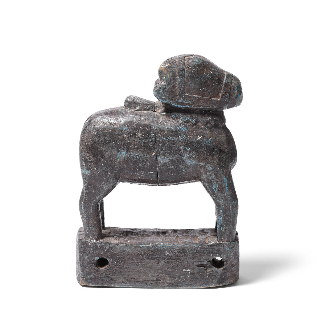 Antique Painted Indian Wooden Nandi Bull Toy  | INDIGO ANTIQUES