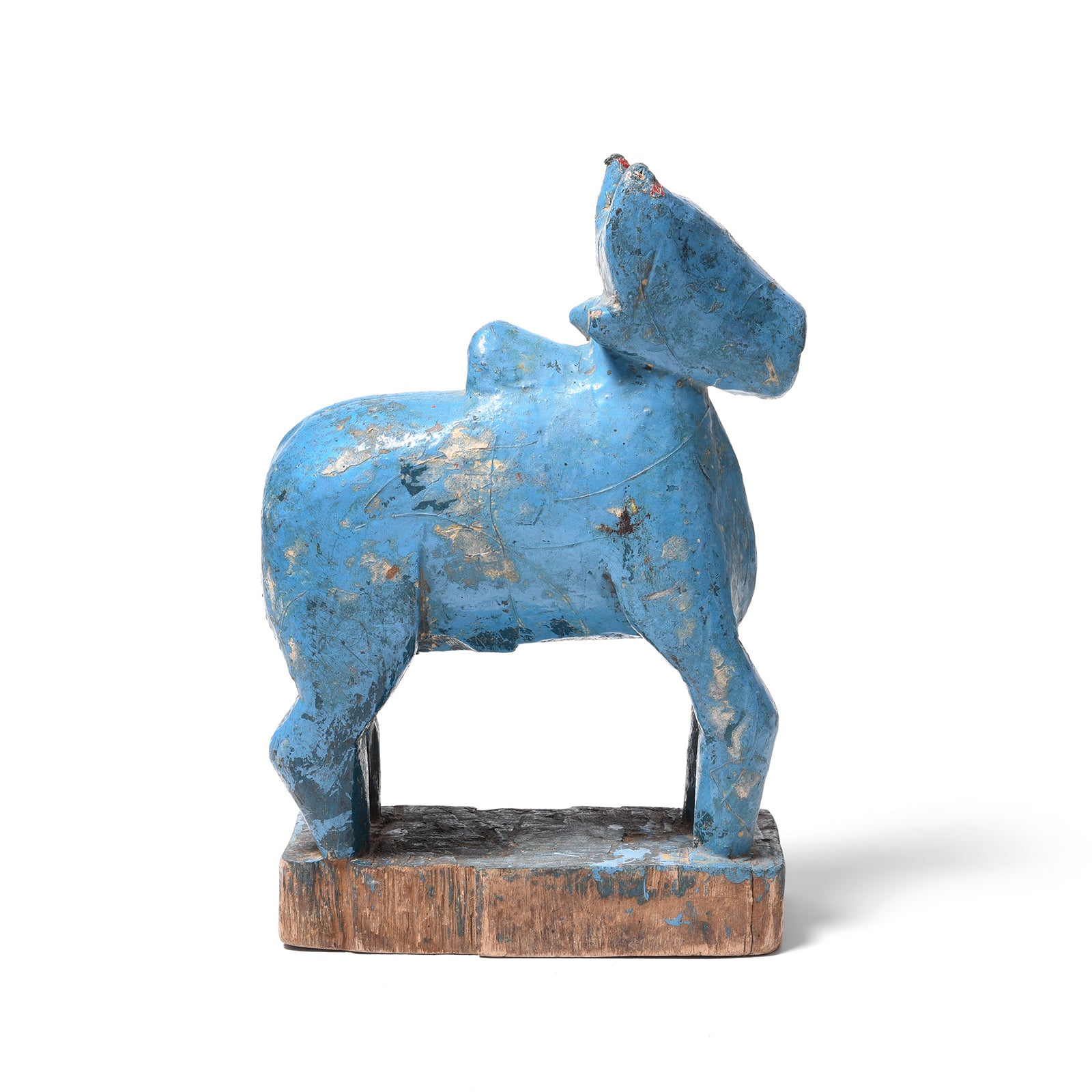 Antique Painted Indian Wooden Nandi Bull Toy | Indigo Antiques