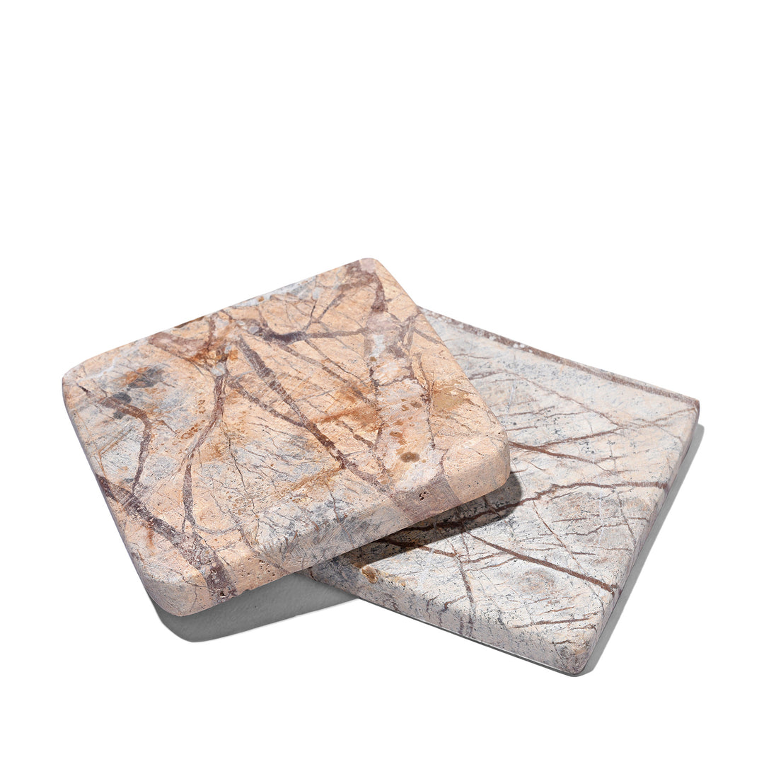 Set Of 4 Bidisar Marble Coasters From Rajasthan | Indigo Antiques