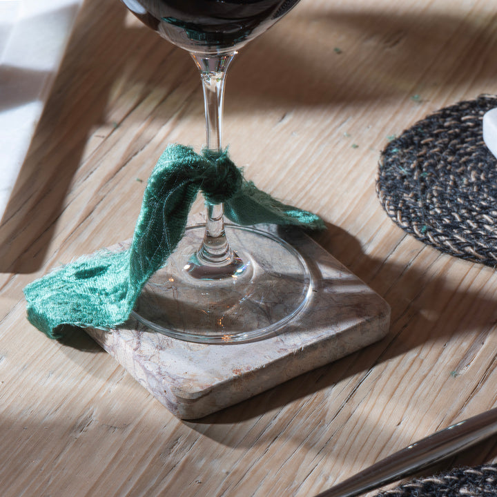 Set Of 4 Bidisar Marble Coasters From Rajasthan | Indigo Antiques