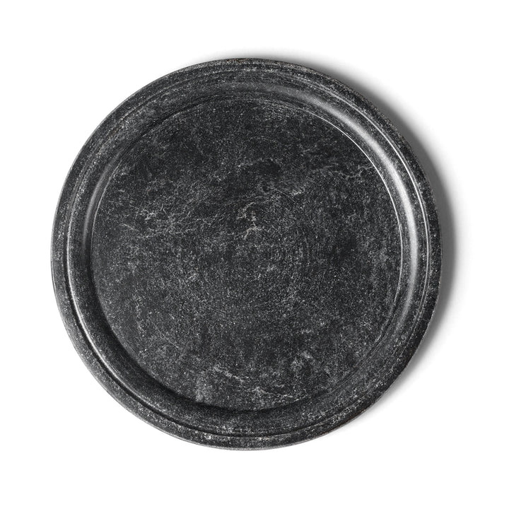 Top Down View Of Hand Carved Black Marble Plate | Indigo Antiques