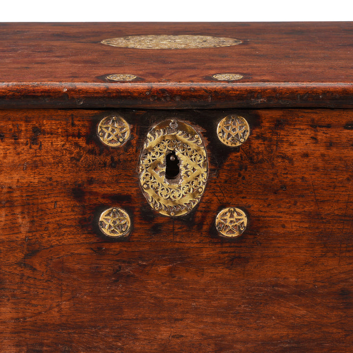 Detail From Antique Brass Bound Teak Chest From Rann Of Kutch | Indigo Antiques