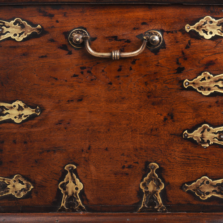 Handle Detail From Antique Brass Bound Teak Chest From Rann Of Kutch | Indigo Antiques