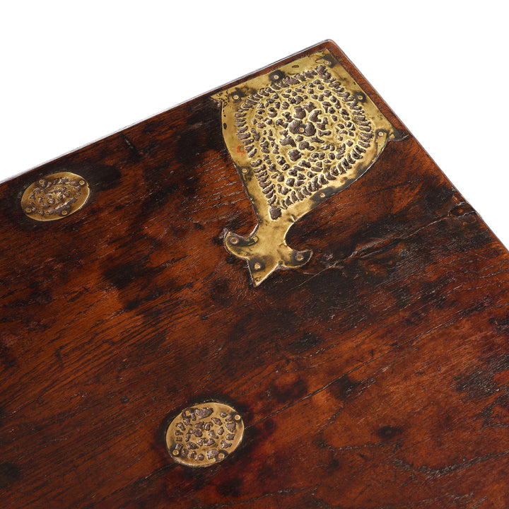 Detail From Antique Brass Bound Teak Chest From Rann Of Kutch | Indigo Antiques