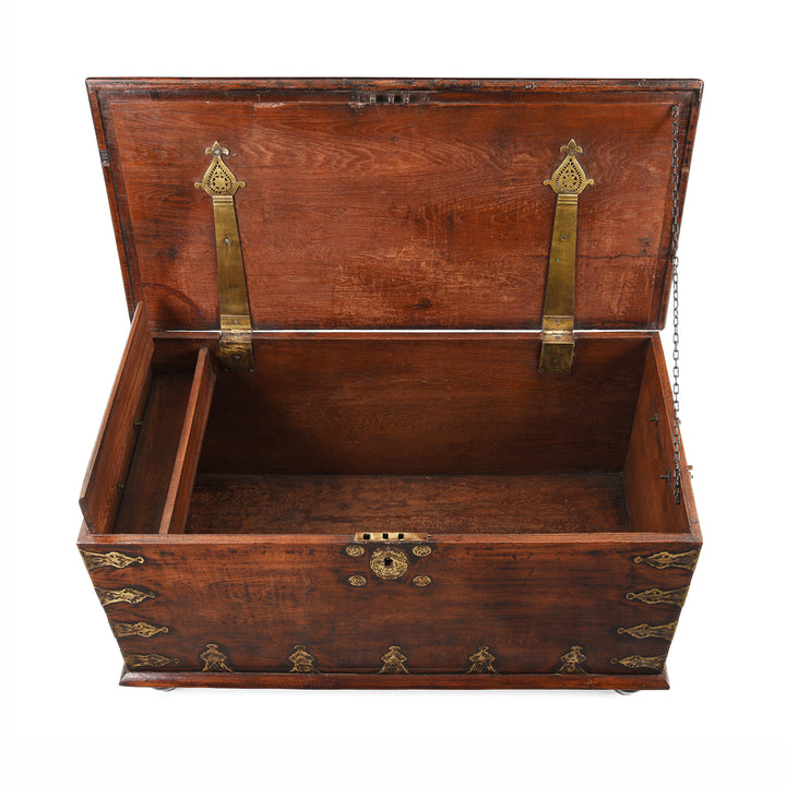 Interior Of Antique Brass Bound Teak Chest From Rann Of Kutch | Indigo Antiques