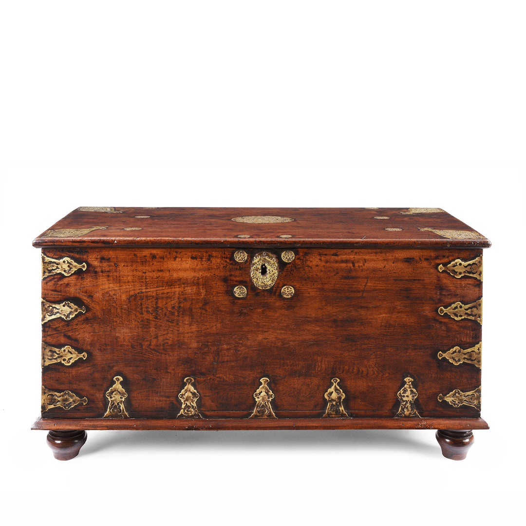 Antique Brass Bound Teak Chest From Rann Of Kutch | Indigo Antiques