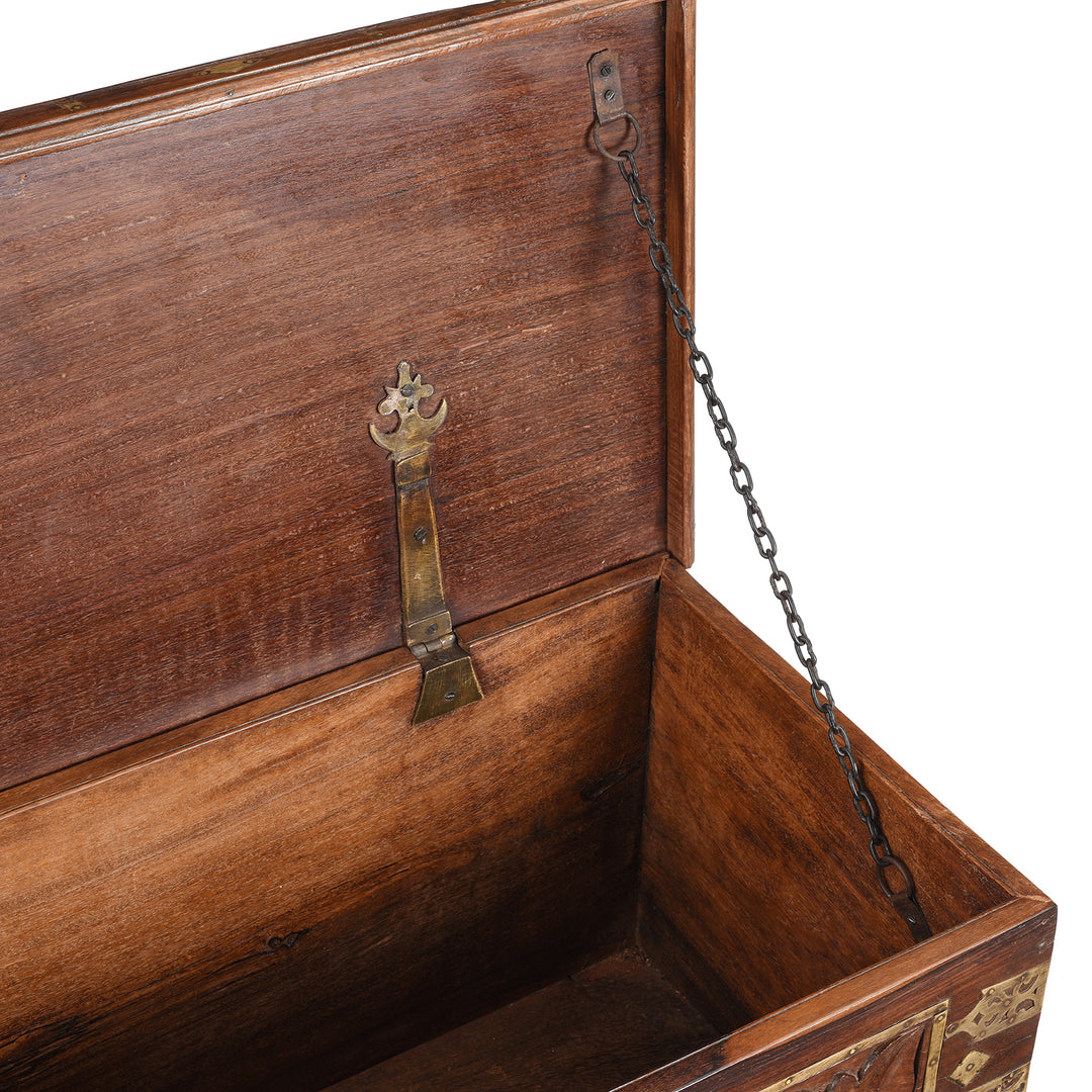 Chain Detail From Antique Carved Malabar Chest From Kutch | Indigo Antiques