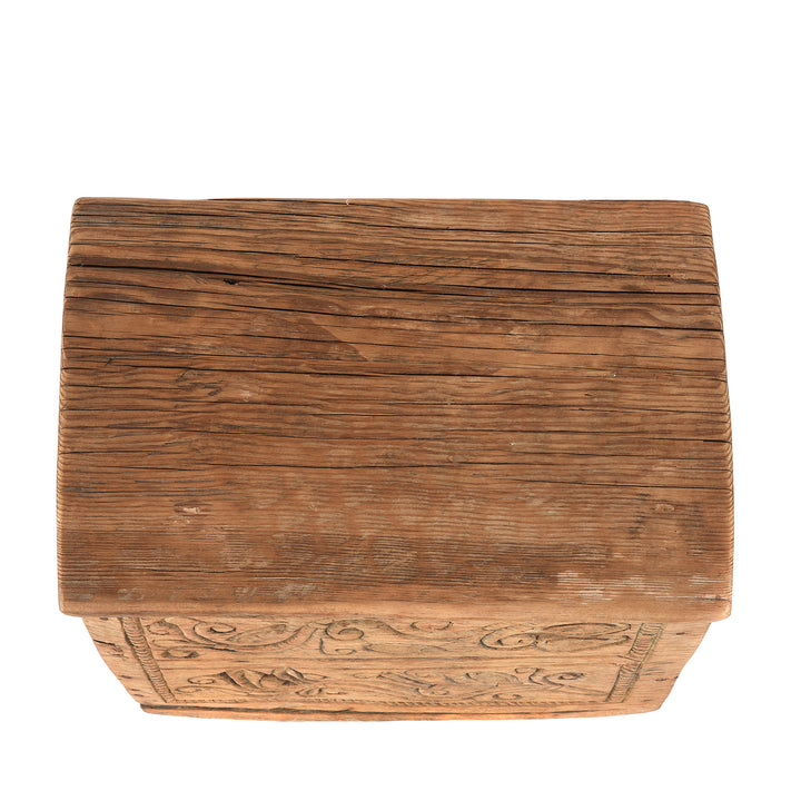 Top Down View Of Antique Old Cedar Himachal Pradesh Carved Chest | Indigo Antiques